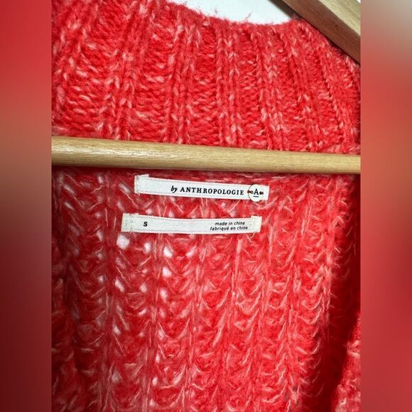 Anthropologie Womens Honore Wool Blend Ribbed V-Neck Sweater Size S red pink - Picture 9 of 16